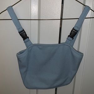 Light Blue Utility Buckle Crop Tank